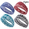 thumbnail image 1 of 4PCS Boho Headbands for Women Bohemian Flower Printed Yoga Headband Sports Headband Workout Headband, 1 of 7