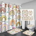 thumbnail image 1 of 4PCS Boho Rainbow Inspirational Quotes Shower Curtain Sets with Rugs, Waterproof Fabric Shower Curtain, Colorful Positive Motivational Words Abstract Moon Sun Teen Girls Kids Bathroom Decor, 1 of 7