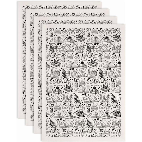 4PCS Books Underglaze Transfers Pottery Spectacles Transfer Stickers Ceramic Decals Black Waterslide Underglaze Transfers Paper