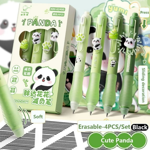4PCS/Box Cartoon Gift Quick Drying Writing Tool 0.5mm Black/Blue Ink Press Type Ballpoint Pen Erasable Pen Gel Pen Neutral Pen 01-BLACK INK
