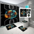 thumbnail image 1 of 4PCS Boys Shower Curtain Set - Basketball Sports Shower Curtain for Boys Bathroom Decor Basketball Shower Curtain with Bath Mat and 12 Hooks Basketball Bathroom Decor for Boys Teens Mens, 70" x 70", 1 of 6