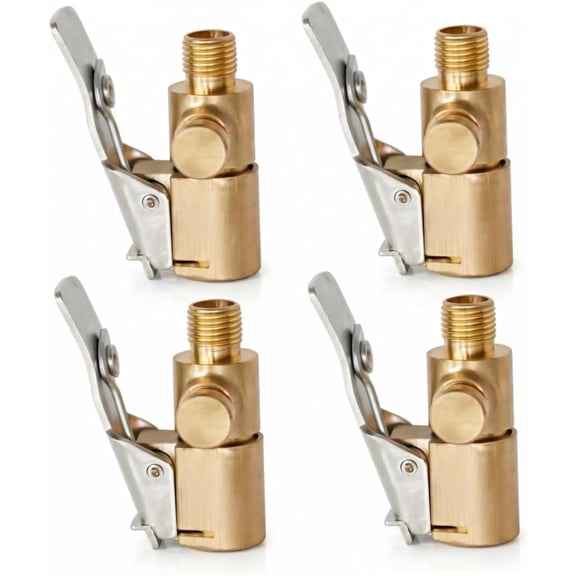 4PCS Brass Locking Tire Air Chuck, Air Chuck Quick Connect, Tire Inflator Adapter with Thread Deflation
