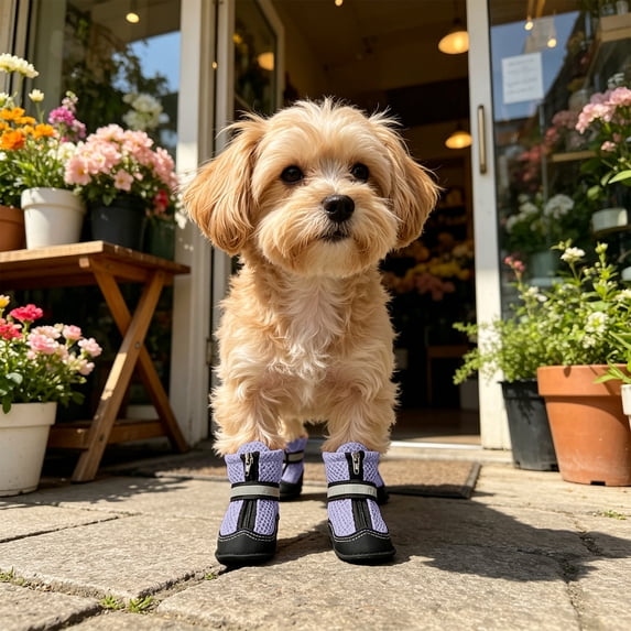 4PCS Breathable Dog Shoes Waterproof Non Slide Night Suitable for Small Medium and Large Dogs Boots for Daily Walking
