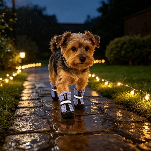 4PCS Breathable Dog Shoes Waterproof Non Slide Night Suitable for Small Medium and Large Dogs Boots for Daily Walking