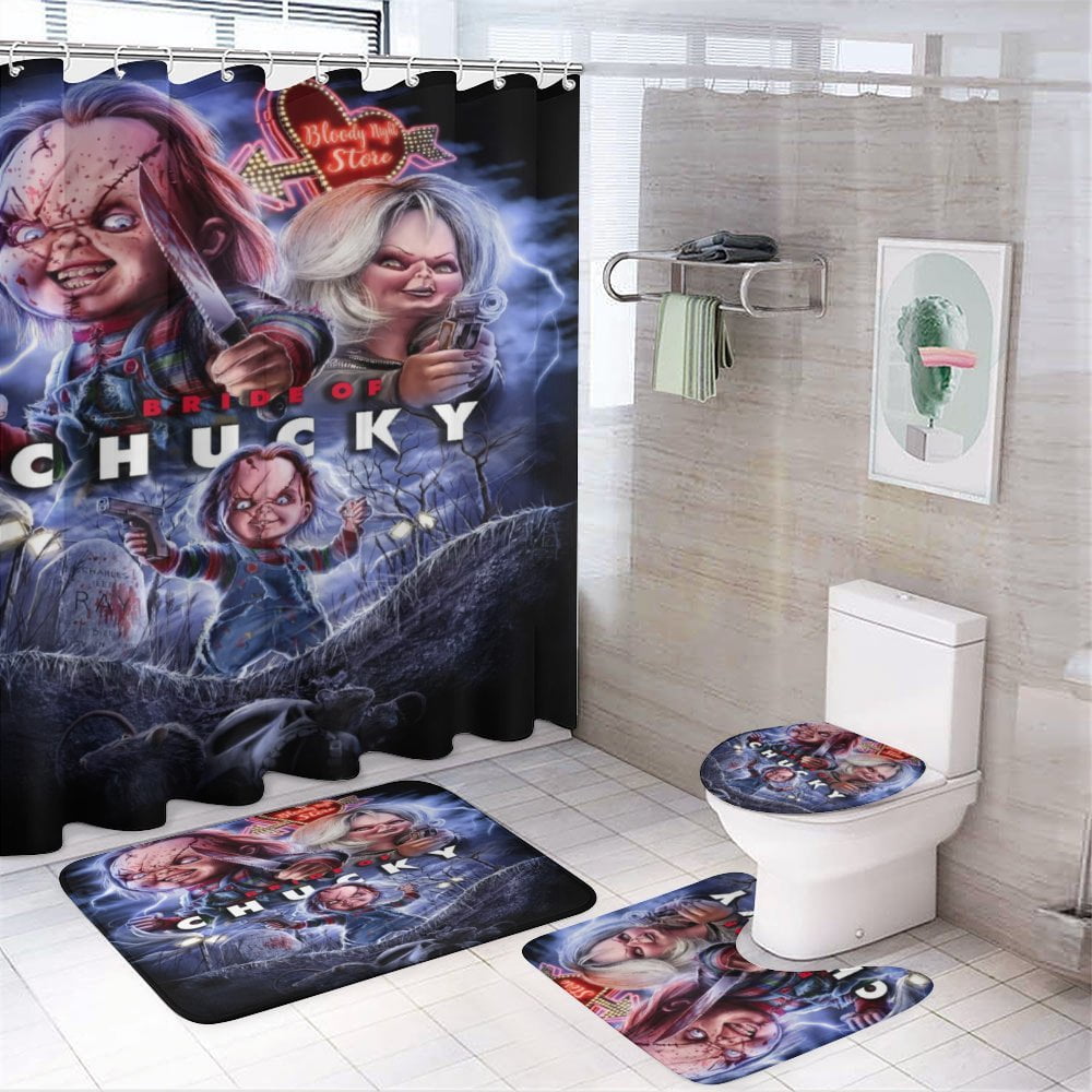 4PCS Bride of Chucky Shower Curtain Sets Bathroom Sets with Shower ...