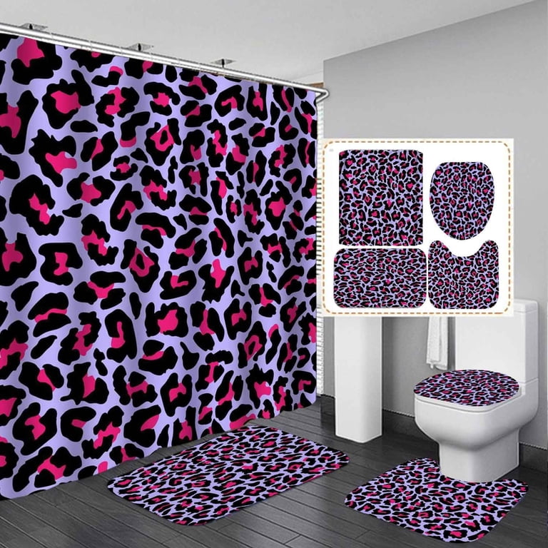 Cheetah Print Bathroom Set Leopard Print Shower Curtain Brown Yellow