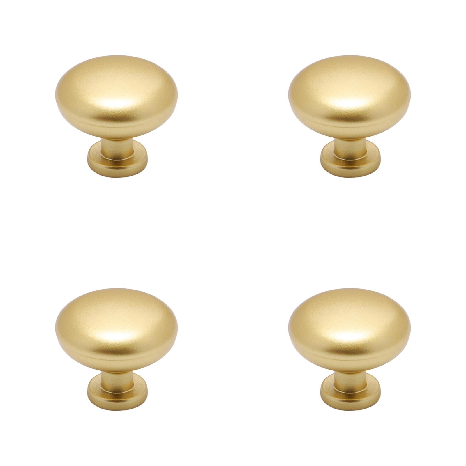 4PCS Brushed Gold Cabinet Knobs Round Brass Drawer Pulls Kitchen Cupboard Bathroom Dresser Cabinet Hardware Handles Zinc Alloy