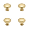 thumbnail image 1 of 4PCS Brushed Gold Cabinet Knobs Round Brass Drawer Pulls Kitchen Cupboard Bathroom Dresser Cabinet Hardware Handles Zinc Alloy, 1 of 7