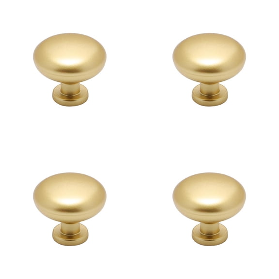 4PCS Brushed Gold Cabinet Knobs Round Brass Drawer Pulls Kitchen Cupboard Bathroom Dresser Cabinet Hardware Handles Zinc Alloy