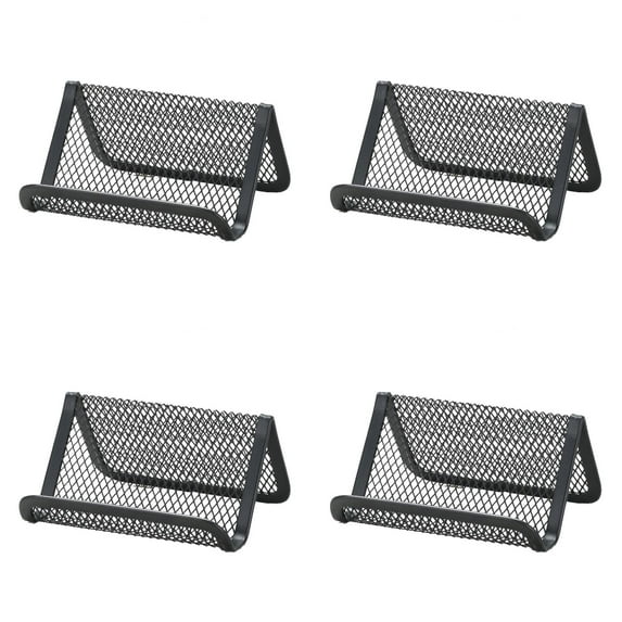 4PCS Business Card Holder for Desk - Metal Mesh Card Organizer Stand with 50 Card Capacity, Sleek Desktop Display for Office, Real Estate, Tradeshows - Professional Name Card Holder