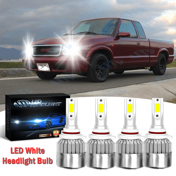 4PCS COB LED Headlight Kit Hi/Lo Beam Bulbs 6000K White For GMC Sonoma 1998-2004