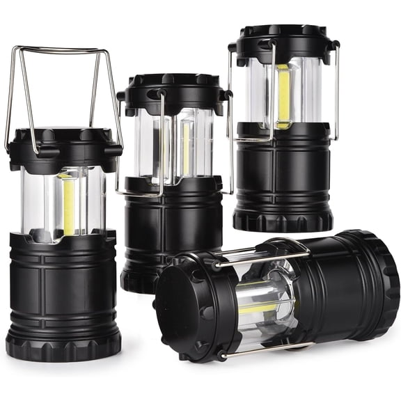 4PCS, COB Lantern Collapsible Camping Light, Battery Operated Lanterns LED Super Bright for Power Outages Indoor Emergency Outdoor Camping Hiking Kit