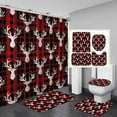 thumbnail image 1 of 4PCS Camo Deer Shower Curtain Set, Camouflage American Flag Elk Moose Woodland Forest Animal Wildlife Hunting Lodge Cabin Country Rustic Farmhouse Men Bathroom Decor, Non-Slip Bath Mat, 1 of 7