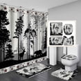thumbnail image 1 of 4PCS Camo Shower Curtain Sets With Rugs, Waterproof Fabric Black Orange Shower Curtain, Forest Woodland Wildlife Wild Animal Mallard Duck Hunting Country Rustic Green Camouflage Bathroom Decor, 1 of 7