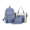 thumbnail image 1 of 4PCS Campus Backpack Set for Teen Girls,Simple Color Block School Backpack with Tote Bag & Pencil Case,Lightweight Laptop Bookbag Travel Daypack for Middle High School, 1 of 5