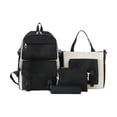 thumbnail image 1 of 4PCS Campus Backpack Set for Teen Girls,Simple Color Block School Backpack with Tote Bag & Pencil Case,Lightweight Laptop Bookbag Travel Daypack for Middle High School, 1 of 5
