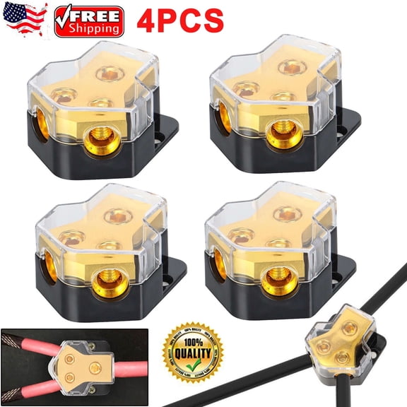 4PCS Car Audio Splitter Amp Power 0/2/4 Gauge In 4/6/8 Output Distribution Block