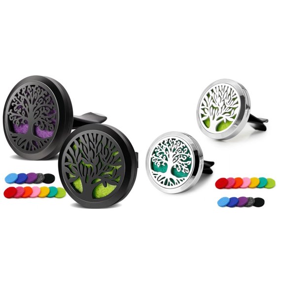 4PCS Car Diffuser Aromatherapy Essential Oil Stainless Steel Locket with Vent Clip 24 Felt Pads