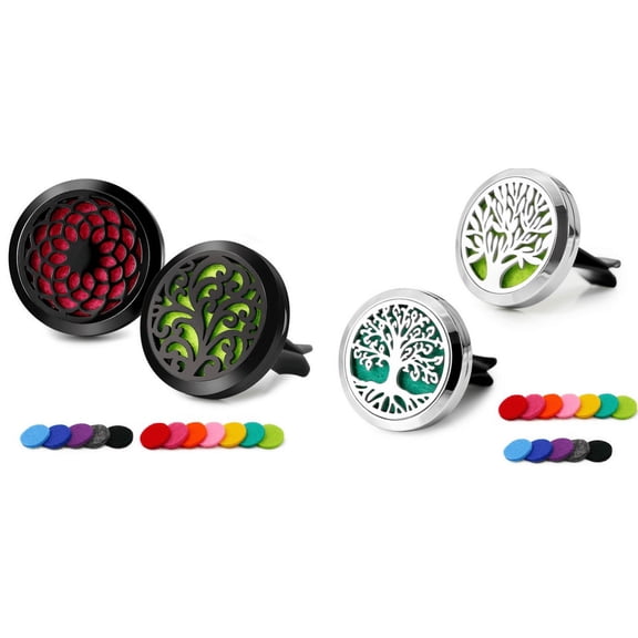 4PCS Car Diffuser Aromatherapy Essential Oil Stainless Steel Locket with Vent Clip 24 Felt Pads