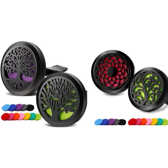 4PCS Car Diffuser Aromatherapy Essential Oil Stainless Steel Locket with Vent Clip 24 Felt Pads
