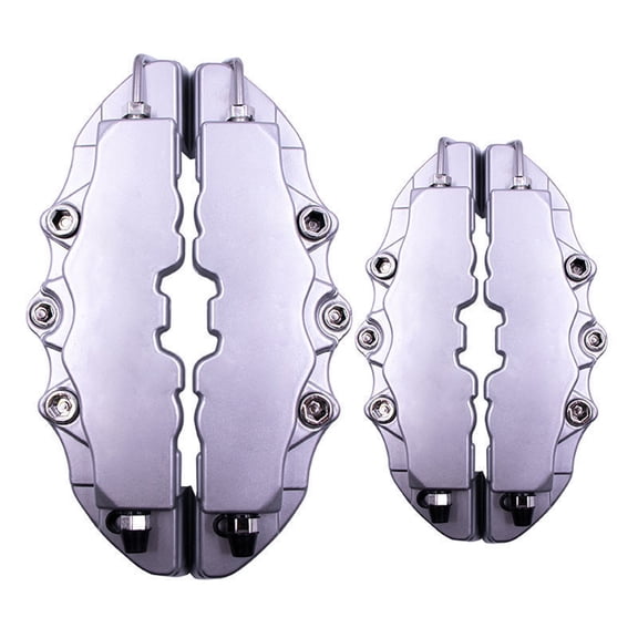 2PCS Car Disc Brake Caliper Covers Front and Rear Accessories ABS Plastic Wheel Hub Brake Cover Universal Car Decoration(Silver,M)