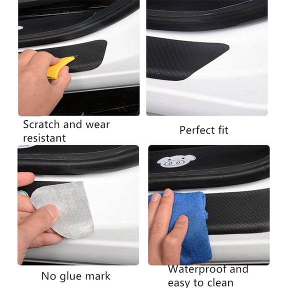 4PCS Car Door Scuff Sill CoverRear Guard Bumper Scratch Protector Non-slip Pad