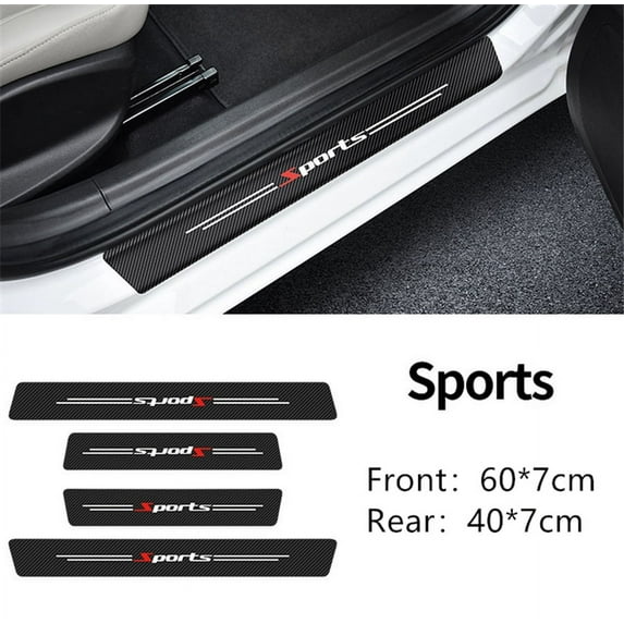4PCS Car Door Scuff Sill Cover+Rear Guard Bumper Scratch Protector Non-slip Pad
