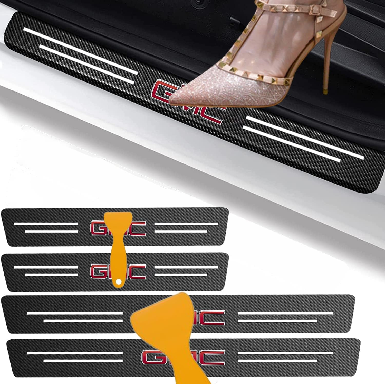 4PCS Car Door Sill OIF8 Protector for GMC Sierra Denali Canyon Terrain