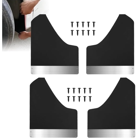 4PCS Car Mud Flaps with Night Reflectors Universal Fit Black Splash Guards Fender with 20 Pieces 6mm Fastener Rivet Clips
