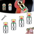 thumbnail image 1 of 4PCS Car Tire Pressure Monitor Valve Stem Caps, 3 Color Tire Pressure Alert Caps, Air Alert Tire Valve Cap (2.4bar 36 Psi), Easy to Read Air Pressure Gauge Caps for Most Cars & Vehicles, 1 of 7