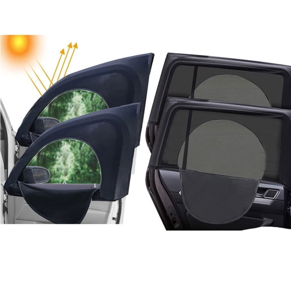 4PCS Car Window Shades with Zipper, Upgrade Stretchable Car Window Covers, Breathable Car Window Cover, Side Front Rear Sun Stretchy Mesh, Cover Screen for Camping/Traveling/Resting