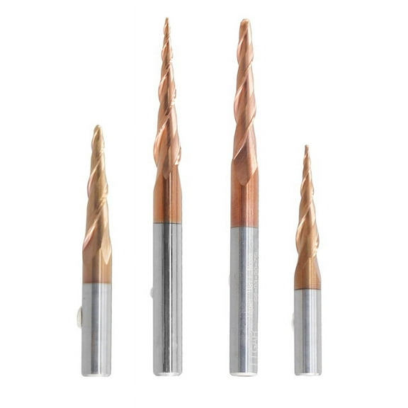 4PCS Carbide Spiral Tapered Ball Nose End Mill 6mm Shank Router Bit Woodworking CNC Carving Bits alloy