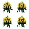 thumbnail image 1 of 4PCS Cemetery Flower Arrangements - Artificial Silk Roses Bouquet for Gravesite Decor, Weatherproof Memorial Flowers for Headstones - Elegant Sympathy Flowers with Vase for Outdoor Use, 1 of 5