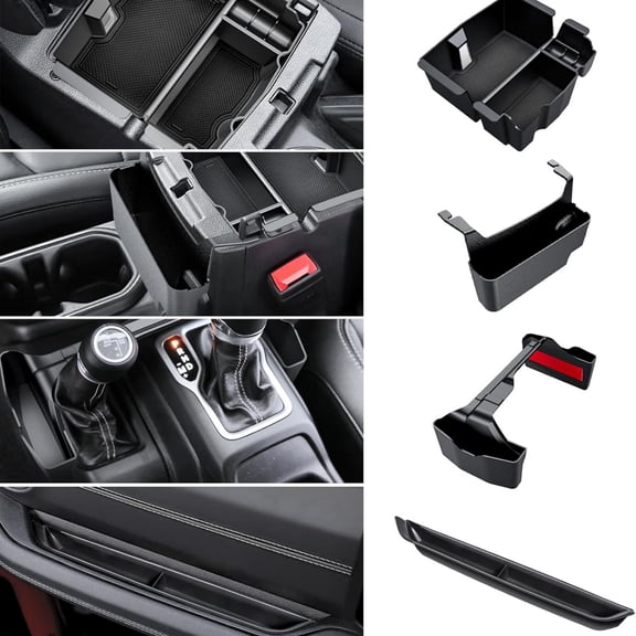 4PCS Center Console Organizer for 2024 2025 Jeep Wrangler JL JLU 4XE and Gladiator JT Accessories Gear Shift Side Tray Organizer,Hanging Armrest Storage Box