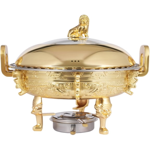 4PCS Chafing Dishes, Chinese Style Chafing Buffet Set, Round Chafing Dishes for Buffet, Chinese Style Stainless Steel Chafing Dish Buffet Set