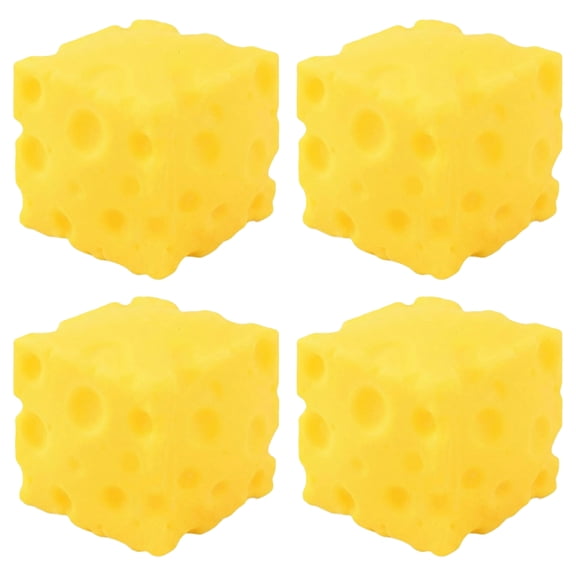4PCS-Cheese Stress Relief Squeeze Block - Soft Foam Sensory Fidget for Adults, Office Desk Decompression Gadget, Slow Rising Swiss Cheese Cube for Anxiety & Focus
