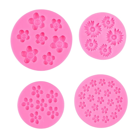 4PCS Cherry Blossom Daisy Shaped Silicone Cake Moulds Silicone Cake Mold Chocolate Tart Pudding Mold Bread Mousse Silicone Mold