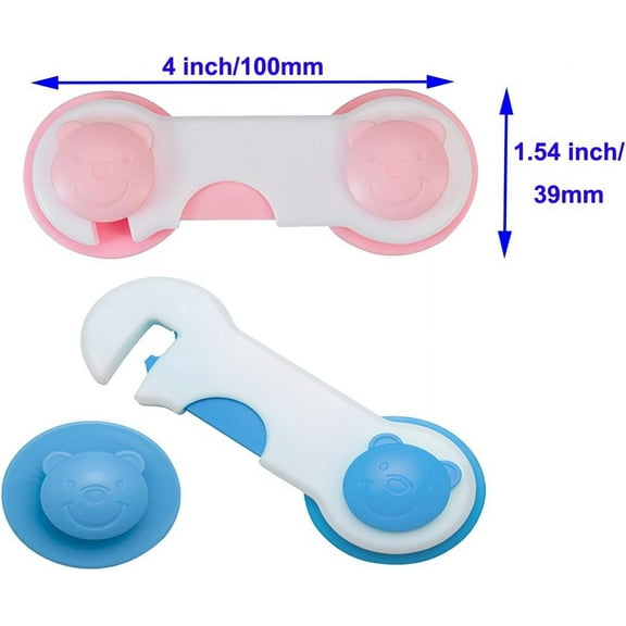 4PCS Child Safety Locks, Security Protector, Multi-Function Lock Cupboard, for Toddler Safety for Closet, Drawer, Furniture Blockers, Oven, Pantry, Fridge with Strong Tape(Pink)