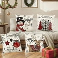 thumbnail image 1 of 4PCS Christmas Decorative Throw Pillow Covers 18x18" Christmas Pillowcase Santa Claus Print Pillowcase Holiday Bedroom Home Decors Cushion Cover for Couch Sofa Bed, 1 of 7