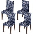 thumbnail image 1 of 4PCS Christmas Dining Blue Chair Covers, Simple Snow Stick Figure Stretch Removable Washable Slipcover Chair Protector for Dining Room Home Decor, 1 of 6