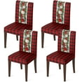thumbnail image 1 of 4PCS Christmas Dining Chair Covers,Red Buffalo Plaid Christmas Balls Stretch Removable Washable Slipcover Chair Protector for Dining Room Home Decor, 1 of 6