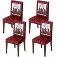 thumbnail image 1 of 4PCS Christmas Dining Chair Covers,Red Buffalo Plaid Trees Stretch Removable Washable Slipcover Chair Protector for Dining Room Home Decor, 1 of 6