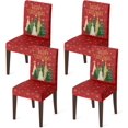thumbnail image 1 of 4PCS Christmas Dining Red Chair Covers, Christmas Pine Tree Stars Stretch Removable Washable Slipcover Chair Protector for Dining Room Home Decor, 1 of 6