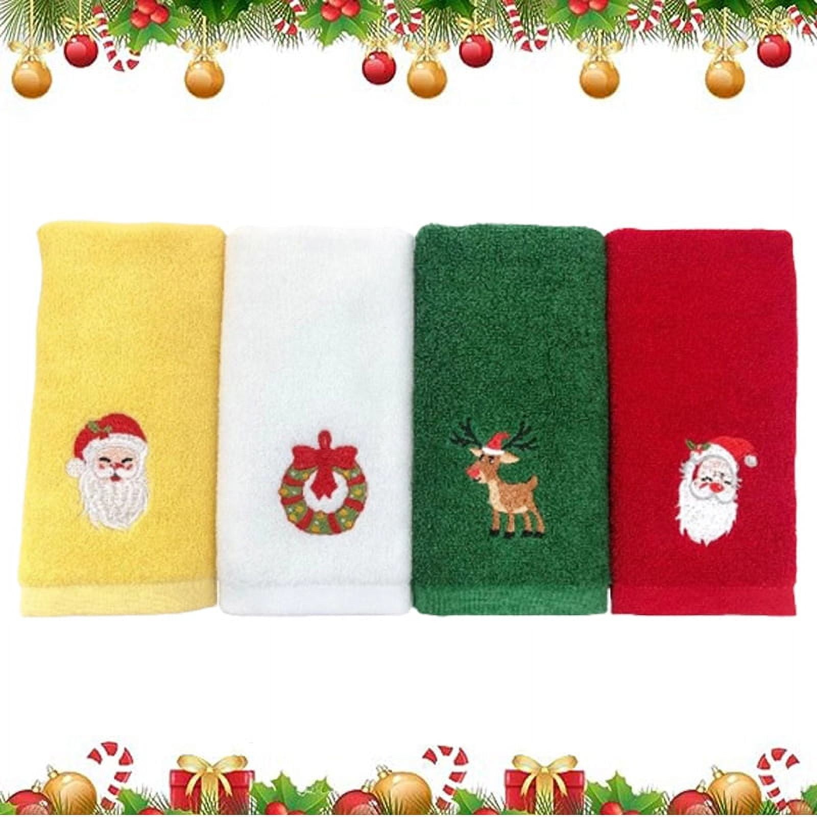 4PCS Christmas Embroidered Hand Towels Christmas Bathroom Hand Towels ...