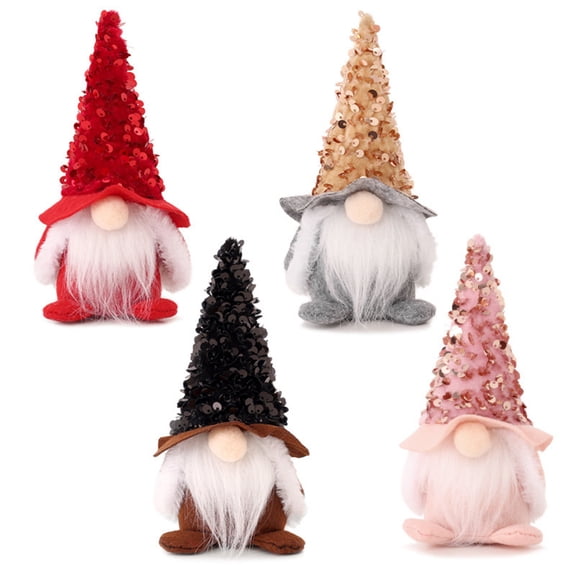 4PCS Christmas Gnomes-Handmade Wind Sequins Faceless Swedish Tomte Santa Scandinavian Figurine Nordic Plush Elf Doll Gnome Ornaments for Christmas Decor