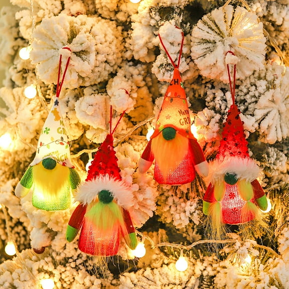 4PCS Christmas Gnomes Plush with LED Light, Handmade Swedish Tomte Santa Scandinavian Figurine Nordic Plush Elf Doll Gnome Ornaments Christmas Decorations Home Decor