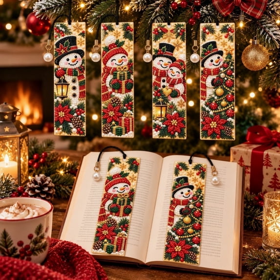 4PCS Christmas Pearl Art Kits for Adults, DIY Bookmark Making Kit ...