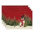 4PCS Christmas Placemat Cotton Linen Tablecloth Thermal Mat Kitchen