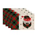 4PCS Christmas Placemat Cotton Linen Tablecloth Thermal Mat Kitchen