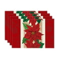 4PCS Christmas Placemat Flax Tablecloth Thermal Mat Kitchen Table Mat
